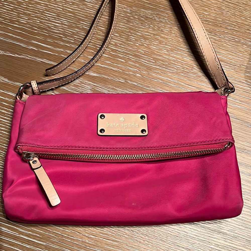 Kate Spade Pink Nylon Foldover Crossbody Bag